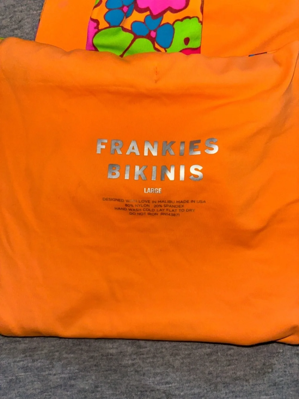 Frankie's Bikinis Neon Floral Orange-Blue-Pink Bikini Bottom